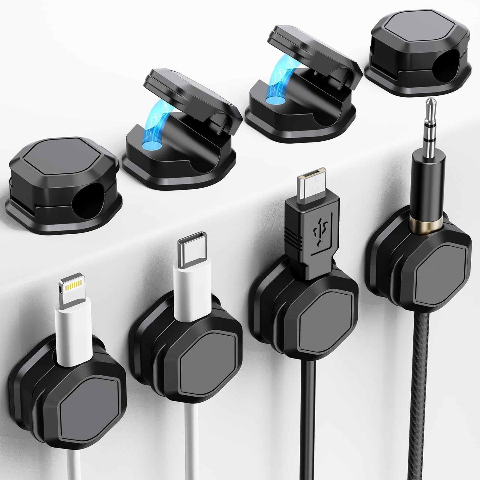 8 Pack Magnetic Cable Clips (Self adhesive included)