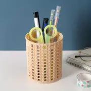 Round Hollow Imitation Rattan Pen Holder for Desk Storage
