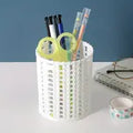 Round Hollow Imitation Rattan Pen Holder for Desk Storage