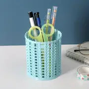 Round Hollow Imitation Rattan Pen Holder for Desk Storage